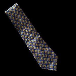 Hickey Freeman 100% Silk Woven Geometric Novelty Retro Print Tie